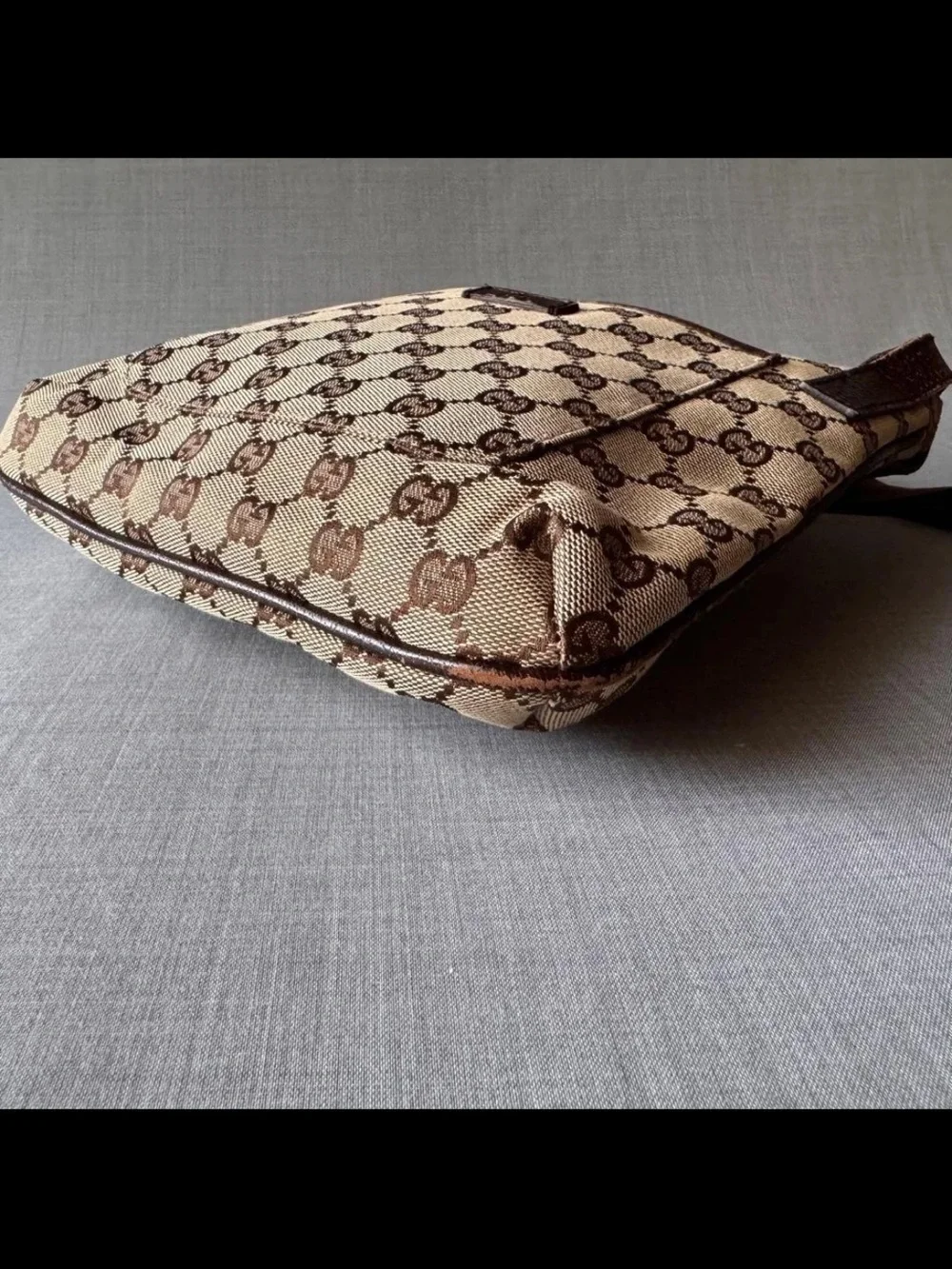 Gucci Brown/Tan Monogram Messenger Bag